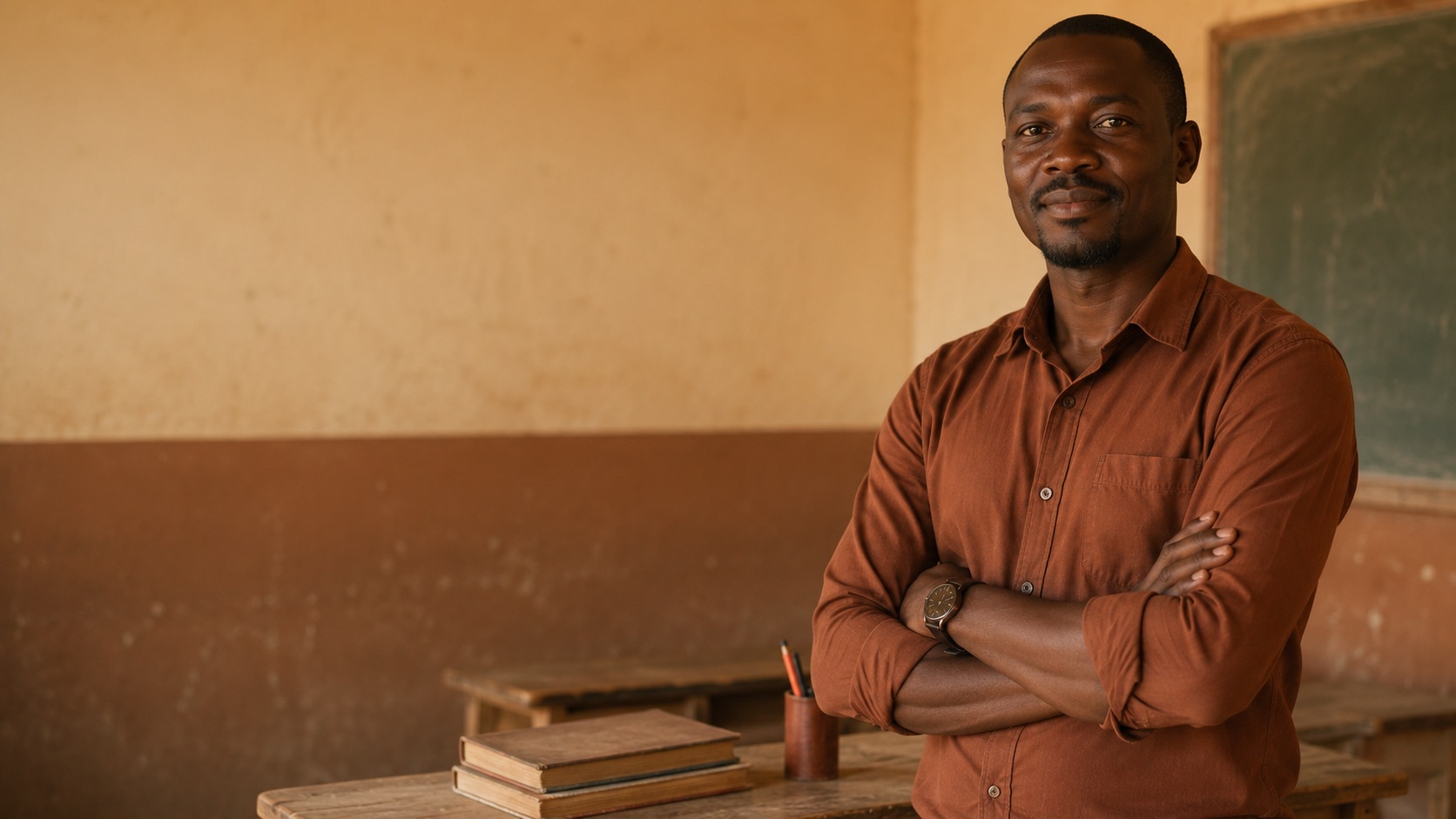 A Zambian worker in mid-day light